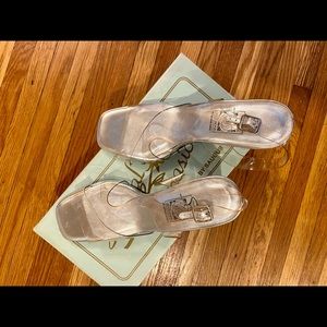 Special Occasions clear high heel shoes with hollow, clear fillable heel, size 7
